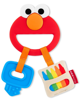 Skip Hop Baby Sesame Street Elmo Silicone Teether with attached key and crayon teethers.