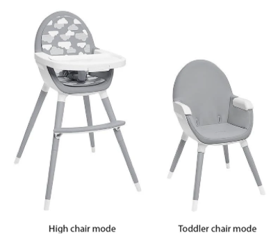 Chaise haute convertible TUO, Argent/Blanc avec nuages (modèle nº 304201).